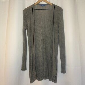 Simply Vera Vera Wang Duster Cardigan Sweater Womens L Gray Sequins Ribbed EUC